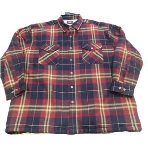 Wrangler Shirt Jacket Men's XXL Red Blue Plaid Flannel Sherpa Lined Shacket
